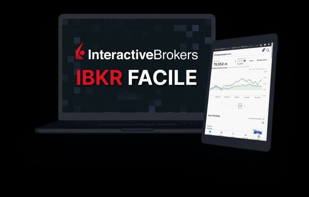 Ordinateur et tablette : IBKR Facile à côté de l’application Interactive Brokers.